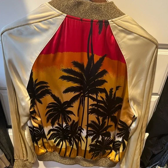 saint laurent paris ss16 palm tree satin bomber jacket